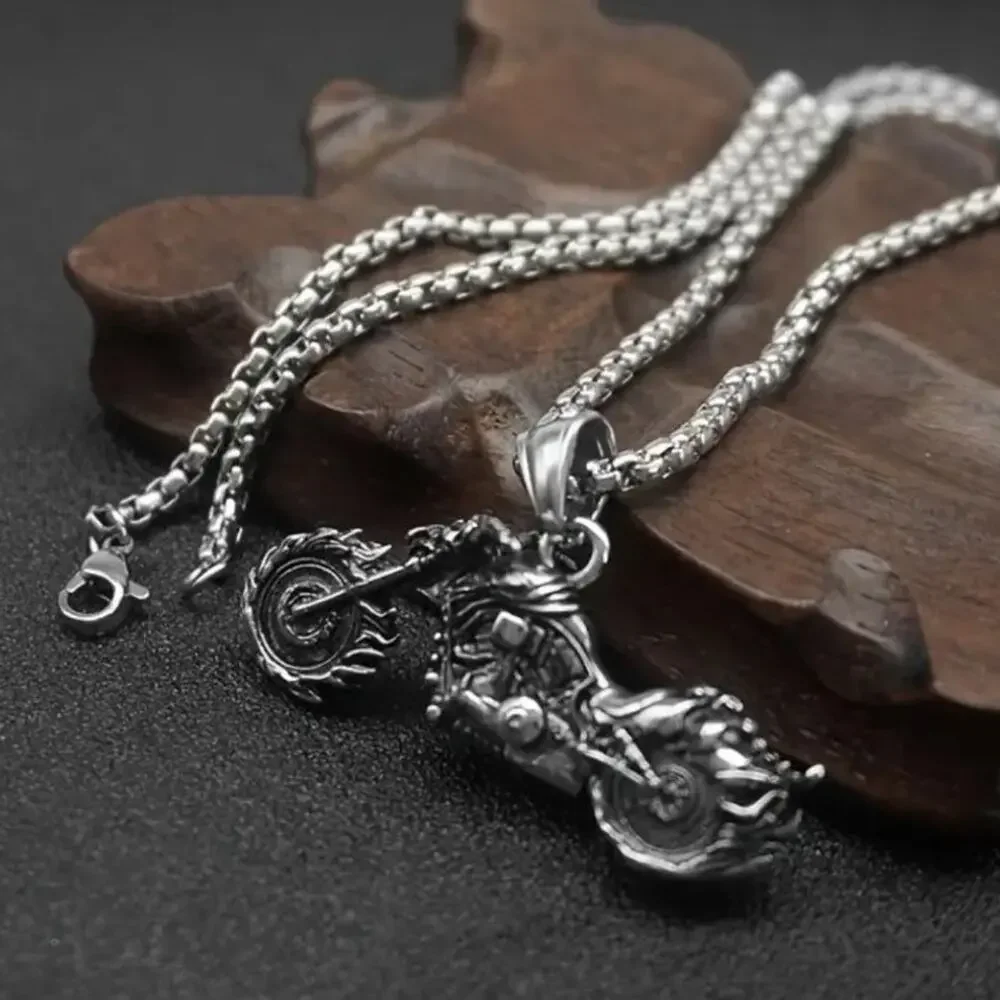 Stainless Steel Motorcycle Necklace Box Chain Biker Birthday Valentines Gift NEW
